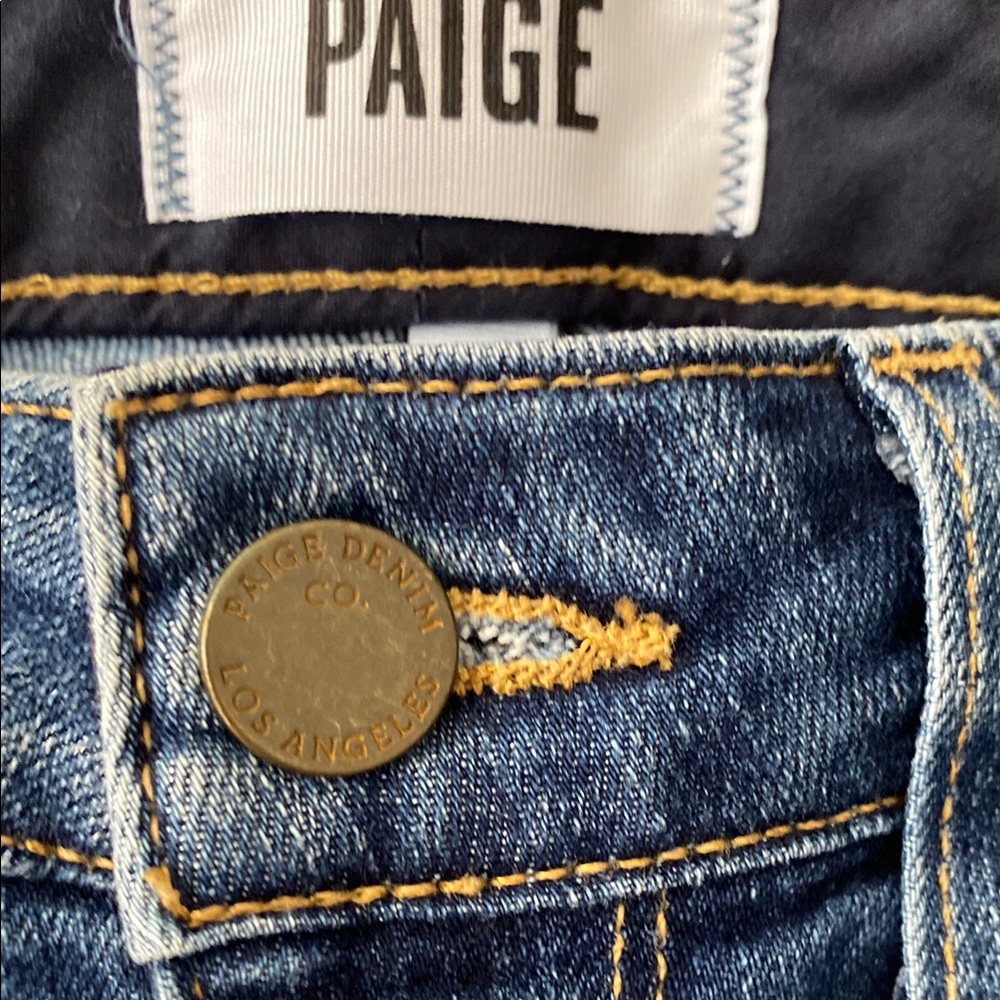 PAIGE Blue Skinny Jeans with Distressed Details - Picture 2 of 9